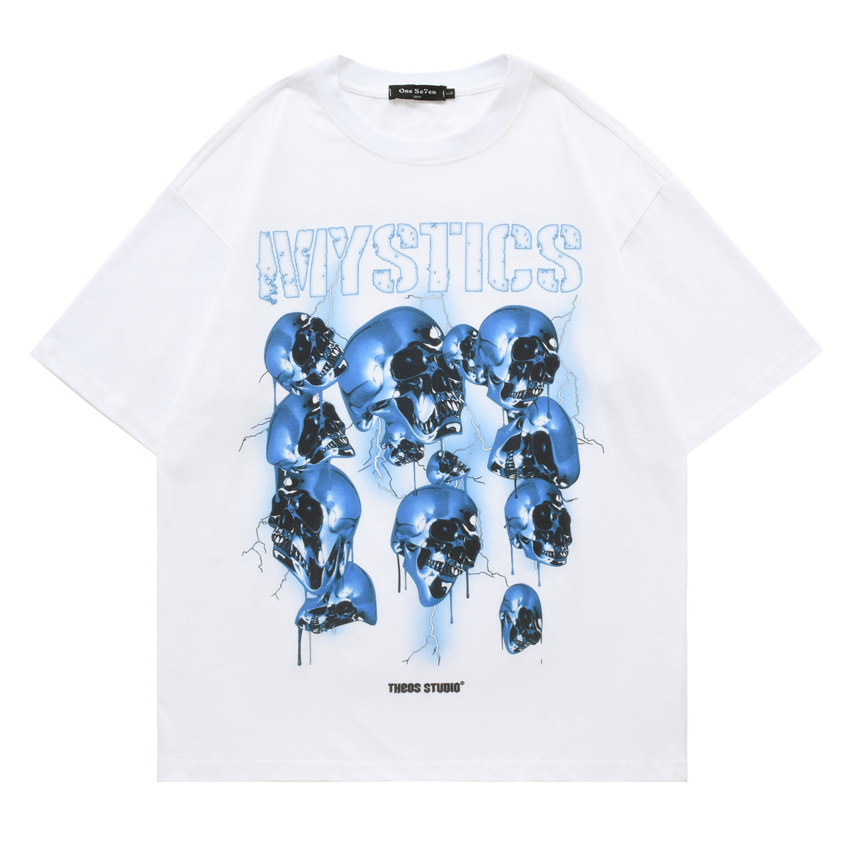 Skull Printed Cotton High Street Loose Short-sleeved T-shirt For Men