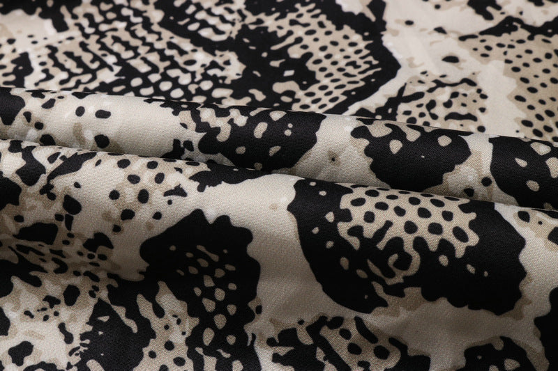 Street Creative Printing Leopard Print Loose Cardigan Short Sleeve Shirt For Men And Women