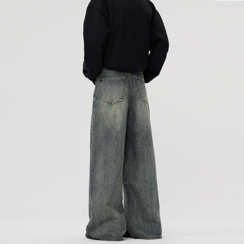 Casual Straight-leg Wide Leg Jeans Men's Retro