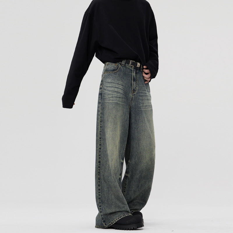 Casual Straight-leg Wide Leg Jeans Men's Retro