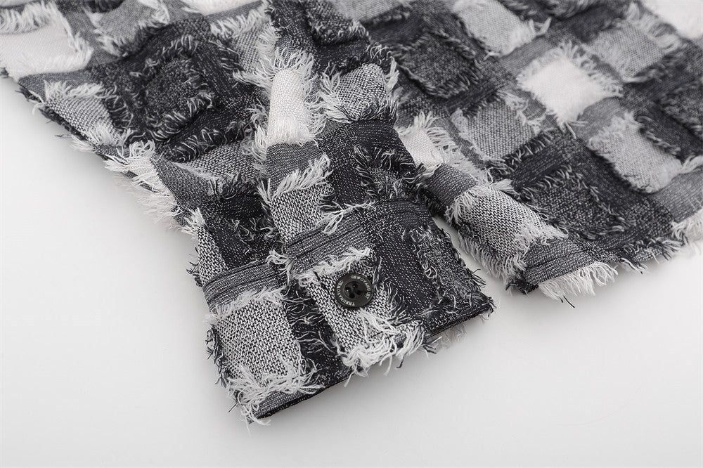 Street Checkerboard Lapel Jacket Men's