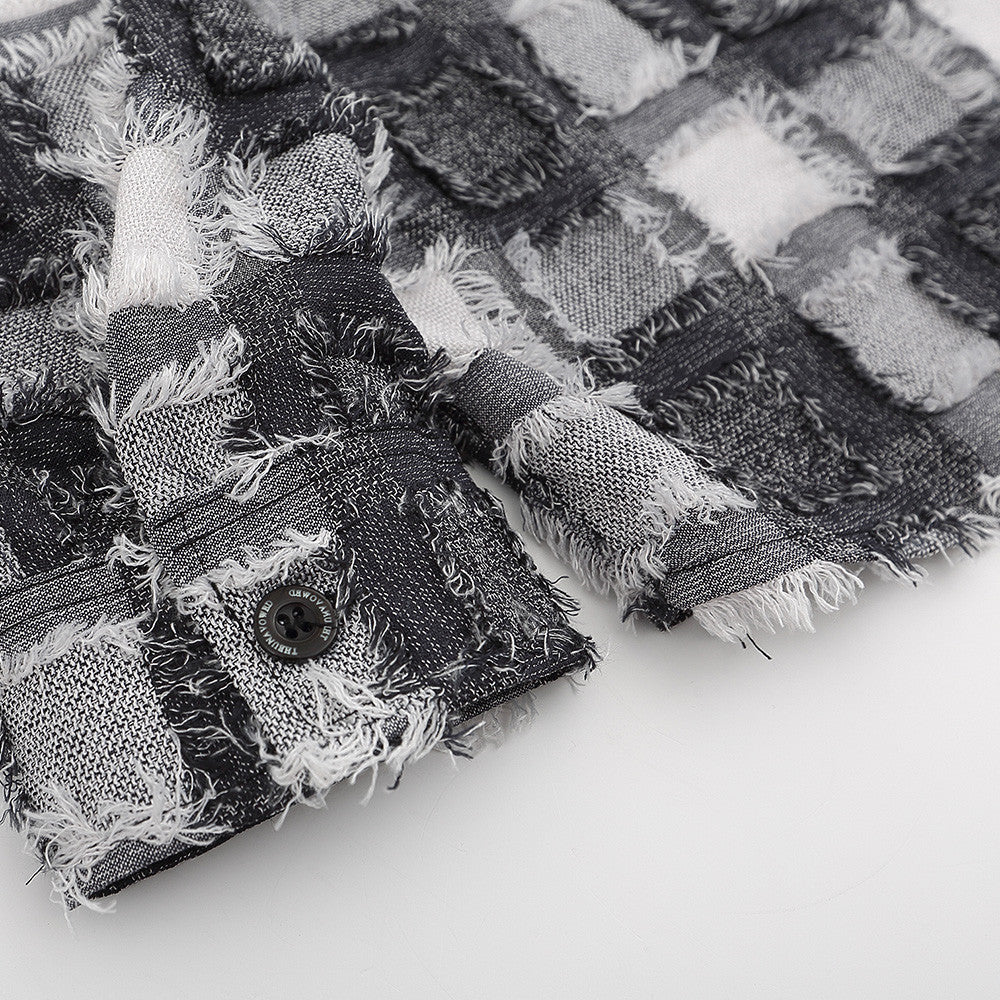 Street Checkerboard Lapel Jacket Men's