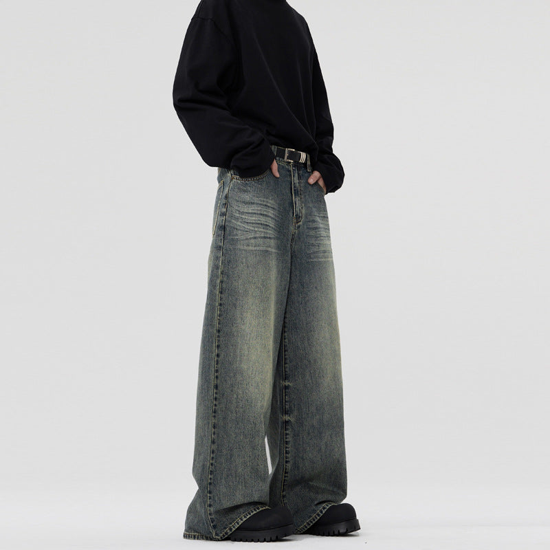 Casual Straight-leg Wide Leg Jeans Men's Retro