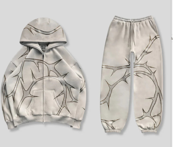 Men Women Street Hoodie Hot Drilling Zipper